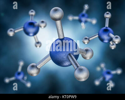 Molécule de méthane de l'image. Le rendu 3D Banque D'Images