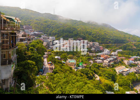 Avis de Jiufen Jioufen ou, une petite ville dans le district de Ruifang, New Taipei, Taiwan. Il a servi d'inspiration au film anime 'spider'. Banque D'Images