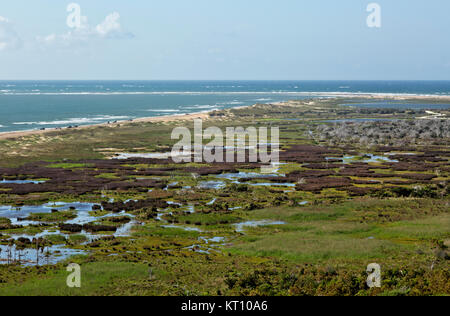 NC01129-00...CAROLINE DU NORD - Vue sur le marais, plage et spit au cap Hatteras à partir de la plate-forme d'observation du phare du cap Hatteras au Cap. Banque D'Images