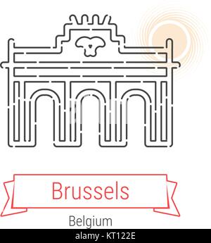 Bruxelles, Belgique l'icône de la ligne du vecteur Illustration de Vecteur