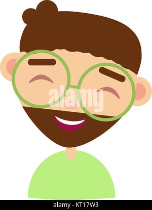 Visages Portrait Avatar jeune garçon avec des lunettes Vector cartoon style Illustration de Vecteur