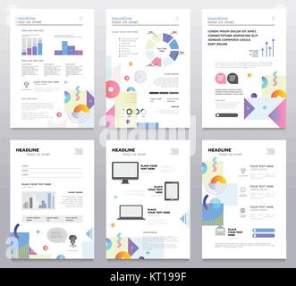 Brochure de présentation - ensemble de modèles abstraits vecteur moderne Illustration de Vecteur