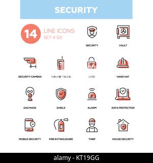 Concept d'entreprise, sécurité - design ligne icons set Illustration de Vecteur