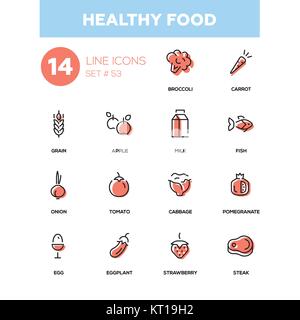 Des aliments sains - Icônes de conception en ligne. Illustration de Vecteur