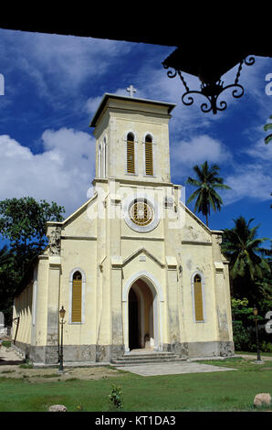 Eglise Notre Dame de l'Assomption, l'île de La Digue, Seychelles Banque D'Images