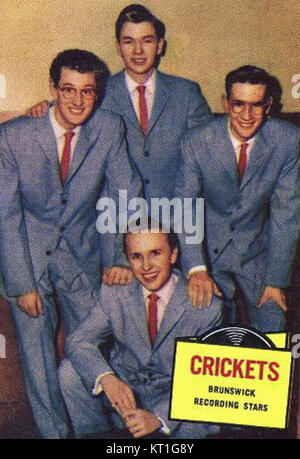 Buddy Holly and the Crickets est un groupe de rock and roll pionnier à la fin des années 1950 En 1957, ils ont gagné en notoriété avec des hits comme 'Thatâ€™ll Be the Day', aidant à façonner le son de la musique rock moderne. Banque D'Images