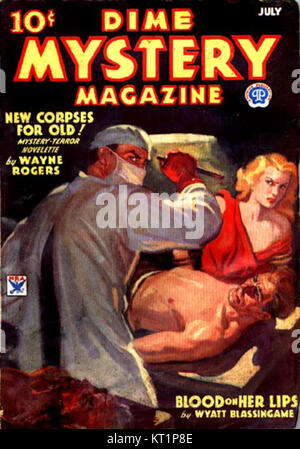 Le *Dime Mystery Magazine* de juillet 1934 était un magazine populaire de fiction de pulpe qui présentait des histoires de crime et de mystère. C'était l'une des publications les plus importantes du genre au début du XXe siècle, connue pour ses récits passionnants et ses intrigues captivantes. Banque D'Images
