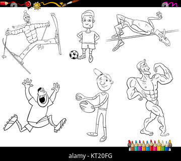 Coloriages de dessins animés sportifs Banque D'Images