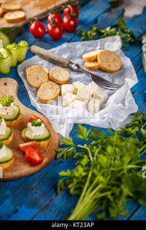 Biscottes pain et fromage Banque D'Images