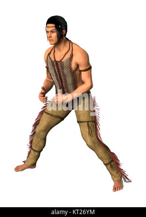 Le Rendu 3D Native American Man on White Banque D'Images