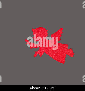 Ange de Noël sur fond rouge, décoration en bois eco Banque D'Images