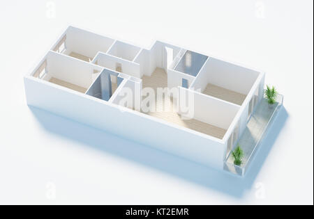 Accueil plan appartement 3D render Banque D'Images