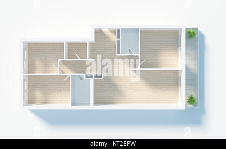 Accueil plan appartement 3D render Banque D'Images