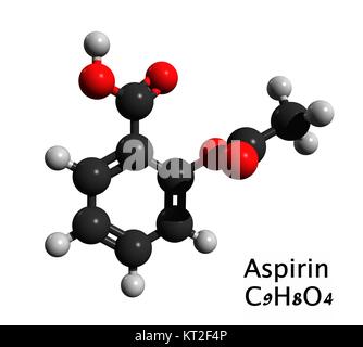 Aspirine, formule et structure moléculaire. Acide acétylsalicylique ...