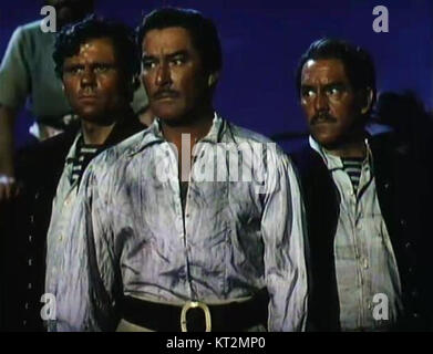 Bande-annonce du film d'aventure de 1952 « Against All Flags », mettant en vedette Errol Flynn et Maureen O'Hara, qui se déroule dans les Caraïbes infestées de pirates. Banque D'Images