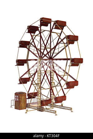 Grande Roue de rendu 3D on White Banque D'Images