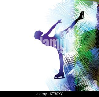 Sport d'hiver. Mesdames le patinage artistique. Vector illustration. Illustration de Vecteur