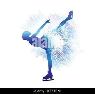 Sport d'hiver. Mesdames le patinage artistique. Vector illustration. Illustration de Vecteur