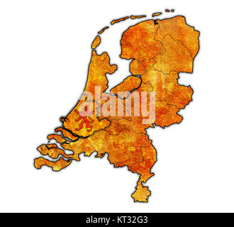 South Holland sur une carte de provinces des Pays-Bas Banque D'Images