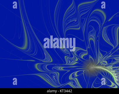 Abstract fractal de vagues sur fond bleu Banque D'Images