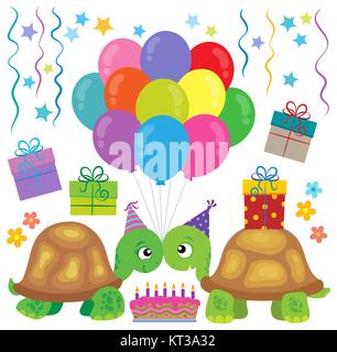 Joyeux Anniversaire Theme Avec 1 Tortues Photo Stock Alamy