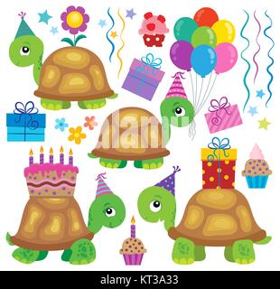 Joyeux Anniversaire Theme Avec 1 Tortues Photo Stock Alamy