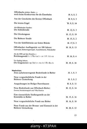 Cette image fait référence à une publication ou un contenu intitulé 'Alt OF NF Inhalt 20 13'. Il met en évidence des matériaux ou des médias dans le contexte de publications allemandes ou européennes, faisant probablement référence à un contenu textuel détaillé. Banque D'Images