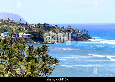 Kupikipiki au quartier Point au sud-est de l'île d'Oahu Honolulu Hawaii pris de Diamond Head à Koko Head à Hawaï Banque D'Images