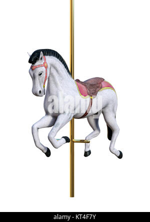 Le Rendu 3D Carousel Horse on White Banque D'Images