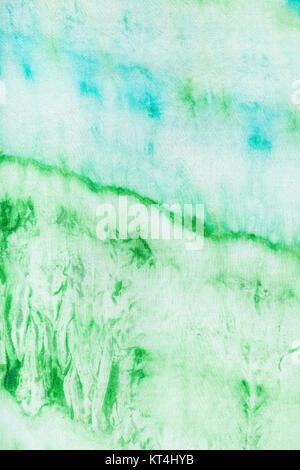 Batik soie avec motif vert et bleu abstrait Banque D'Images