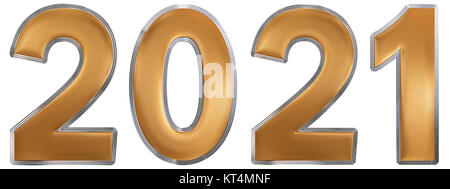 En 2021, chiffre isolé sur fond blanc, 3D render Banque D'Images