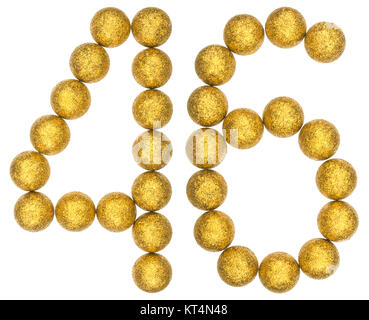 Chiffre 46, quarante six boules décoratives, de, isolé sur fond blanc Banque D'Images