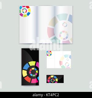 Brochure d'entreprise modèle de promotion avec éléments de couleur. Société brichure de vecteur pour la publicité de style d'affaires, rapport ou ligne directrice. Illustration de Vecteur
