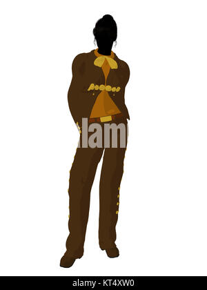 Mariachi femme silhouette illustration illustration sur fond blanc Banque D'Images