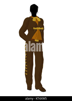 Mariachi femme silhouette illustration illustration sur fond blanc Banque D'Images