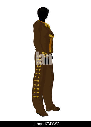 Mariachi femme silhouette illustration illustration sur fond blanc Banque D'Images