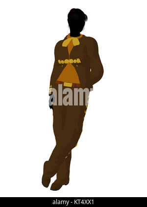 Mariachi femme silhouette illustration illustration sur fond blanc Banque D'Images