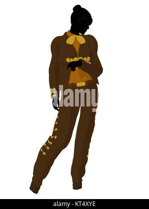 Mariachi femme silhouette illustration illustration sur fond blanc Banque D'Images