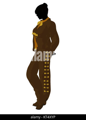 Mariachi femme silhouette illustration illustration sur fond blanc Banque D'Images