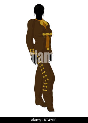 Mariachi femme silhouette illustration illustration sur fond blanc Banque D'Images