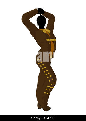 Mariachi femme silhouette illustration illustration sur fond blanc Banque D'Images