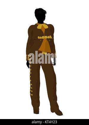 Mariachi femme silhouette illustration illustration sur fond blanc Banque D'Images