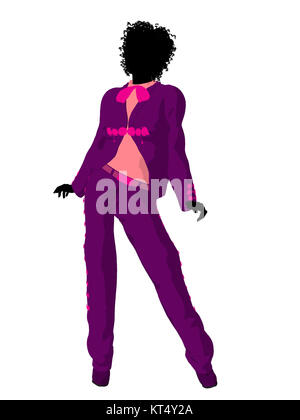 African American female mariachi illustration illustration silhouette sur un fond blanc Banque D'Images