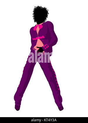 African American female mariachi illustration illustration silhouette sur un fond blanc Banque D'Images