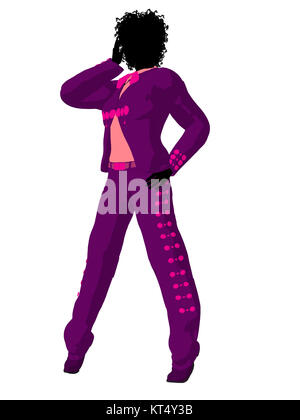 African American female mariachi illustration illustration silhouette sur un fond blanc Banque D'Images