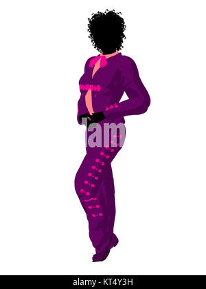 African American female mariachi illustration illustration silhouette sur un fond blanc Banque D'Images