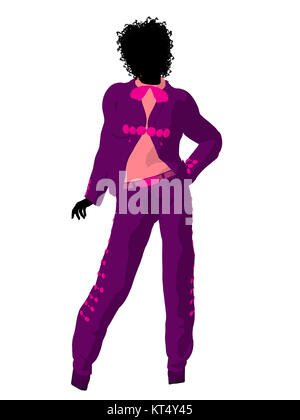 African American female mariachi illustration illustration silhouette sur un fond blanc Banque D'Images