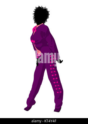 African American female mariachi illustration illustration silhouette sur un fond blanc Banque D'Images