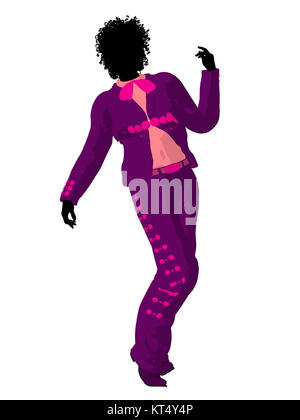 African American female mariachi illustration illustration silhouette sur un fond blanc Banque D'Images