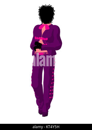 African American female mariachi illustration illustration silhouette sur un fond blanc Banque D'Images